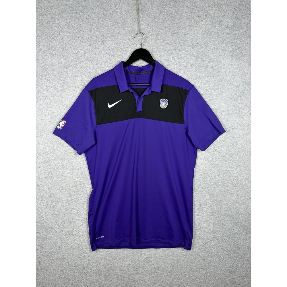 Nike Dri-Fit Sacramento Kings Black Purple Polo Shirt L-Tall 940850-504